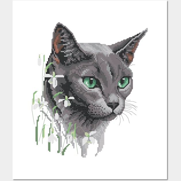 Four Seasons Winter Russian Blue Cat Wall Art by inotyler